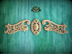 Personalized Rococo-Style Carved Wood Onlay for Elegant Furniture and Fireplace Decor, 1pc, Unpainted, Home Wall Embellishments