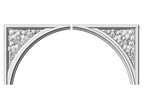 Victorian Gothic Arch Corner Onlays – Carved Wood Mirrored Floral Set of 2pcs