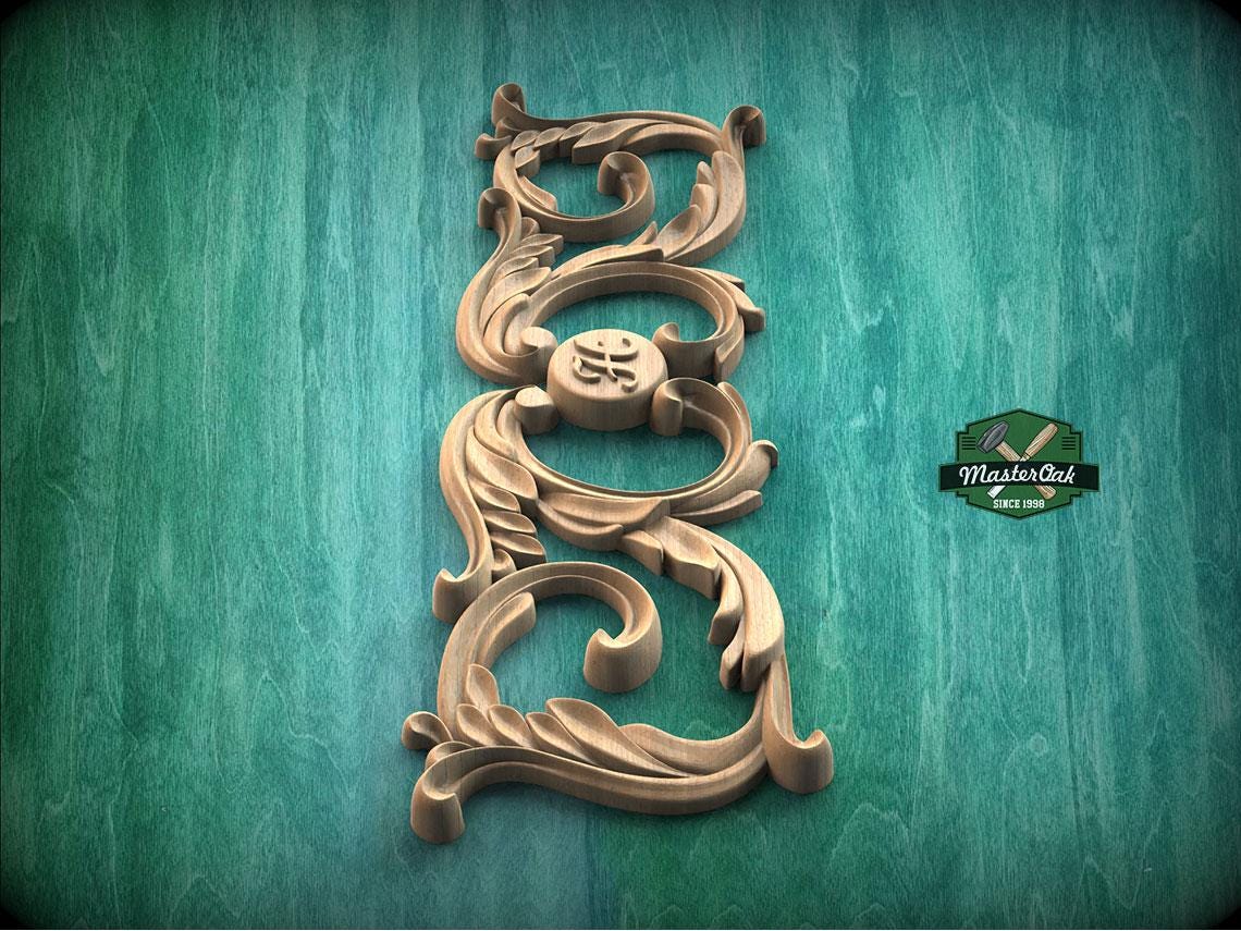 Personalized Unpainted Wood Carved Applique Onlay, 1pc, Home Wall Embellishments, Furniture Carving, Wood Onlay