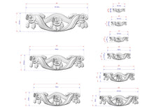 Load image into Gallery viewer, a collection of various sizes of decorative rose designs, each with its own unique style and dimensions. The images are arranged in a grid format, providing a visual representation of the different sizes and shapes of the rose designs.
