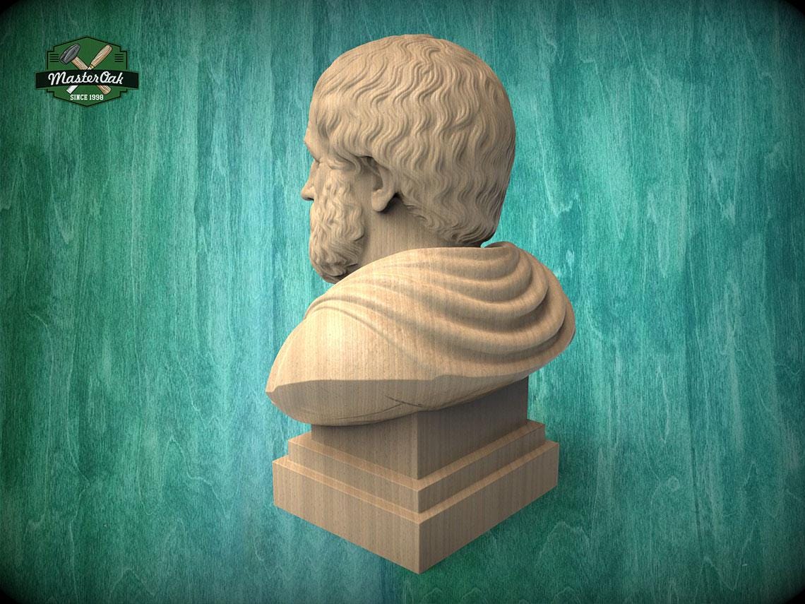 Aristotle Bust, Hand-Finished Wood Sculpture | Greek Philosophy Decor