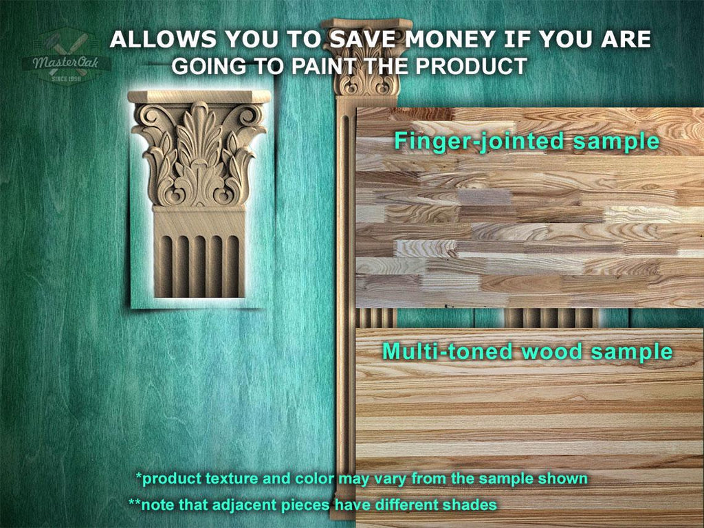 Neoclassical Elegance Wooden Pilaster, Classical wood ionic  pilaster, 1pc, Unpainted, Carved Wood Trim Post Pillars, Flat Back Columns
