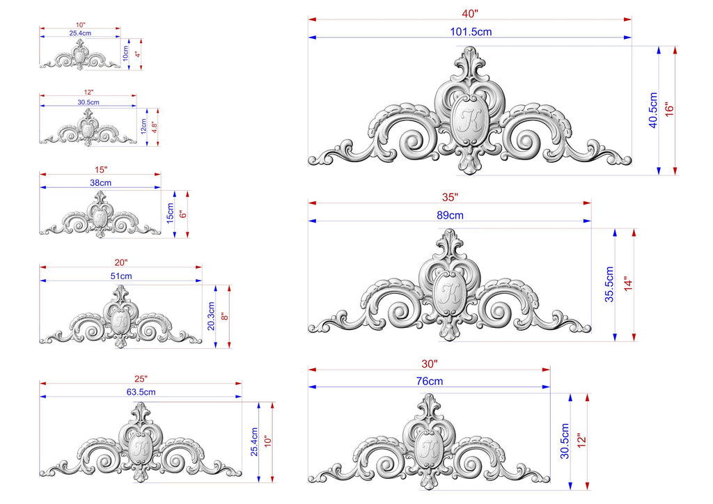 Personalized Classic Onlay with Volutes and Spirals - Home Decor Decoration, Unpainted, 1pc, Home Wall Embellishments, Furniture Carving