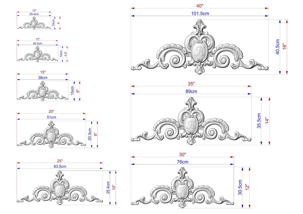 Personalized Classic Onlay with Volutes and Spirals - Home Decor Decoration, Unpainted, 1pc, Home Wall Embellishments, Furniture Carving
