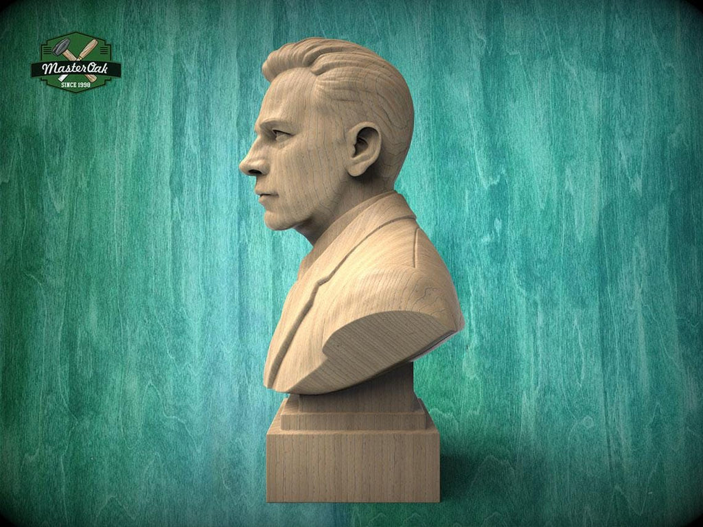 Wooden Boris Hmyria Bust | Hand-Sanded and Hand-Toned | Ukrainian Opera Singer Decor