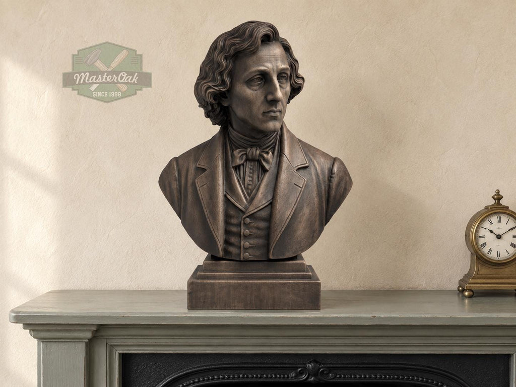 Frederic Chopin Bust, Hand-Finished Wood Sculpture | Romantic Composer Decor