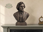 Frederic Chopin Bust, Hand-Finished Wood Sculpture | Romantic Composer Decor