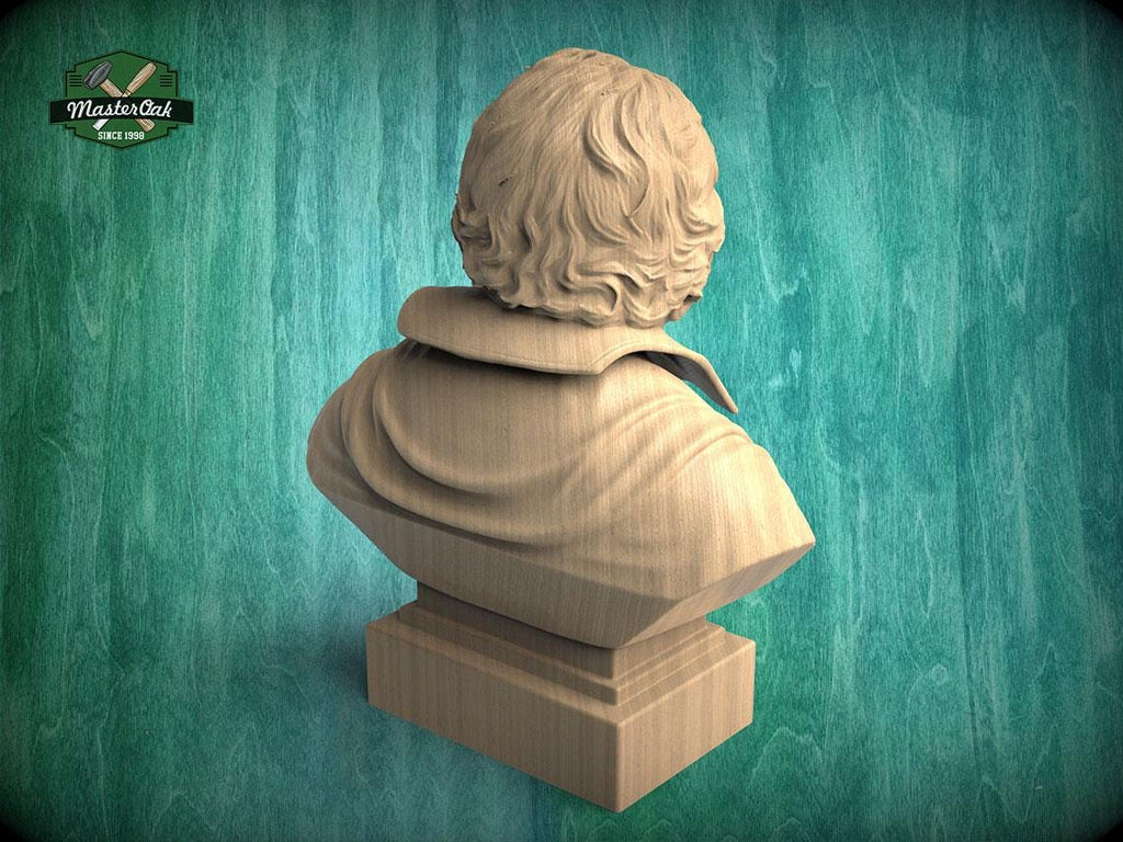 Galileo Galilei Bust, Hand-Finished Wood Sculpture | Astronomy & Science Decor