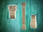 Casing Wood Carved Pilasters (Flat Back Columns), Classical wood ionic  pilaster, 1pc, Unpainted, Carved Wood Trim Post Pillars