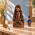 Egyptian Bastet Cat Statue with Kittens, Wooden Goddess Figurine, Ancient Egypt Altar Decor, Cat Lover Gift, Pagan Sculpture