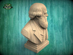 Charles Darwin Bust, Hand-Finished Wood Sculpture | Biology & Science Decor