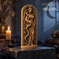 Lilith Statue, Wooden Dark Goddess Figurine, Serpent and Moon Altar Decor, Occult Sculpture, Divine Feminine Pagan Gift