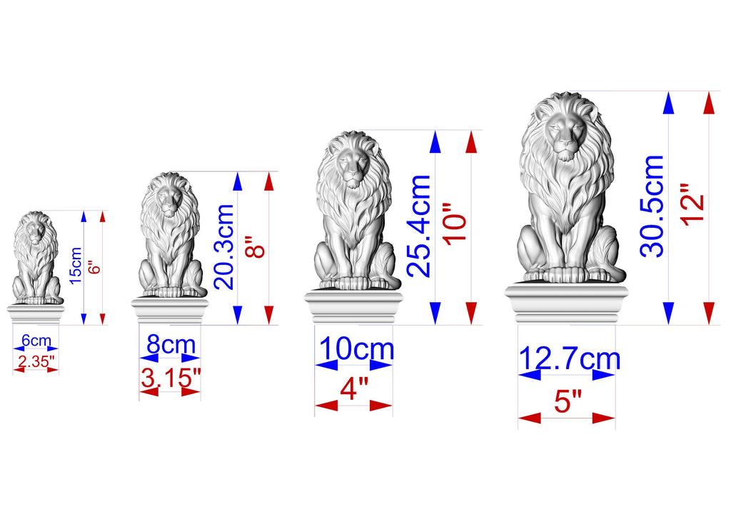 Carved Wooden Lion Newel Finial – Lion Bed Post Topper for Stair Post or Bed Frame