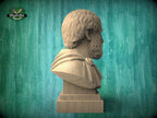 Aristotle Bust, Hand-Finished Wood Sculpture | Greek Philosophy Decor
