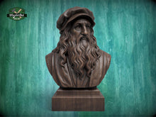 Load image into Gallery viewer, Leonardo da Vinci Bust | Hand-Sanded &amp; Hand-Toned | Gift for Artists and Inventors
