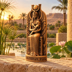Isis and Horus Figurine, Egyptian Mother and Child Statue, Oak Wood Altar Decor, Seated Goddess Sculpture, Kemetic Gift