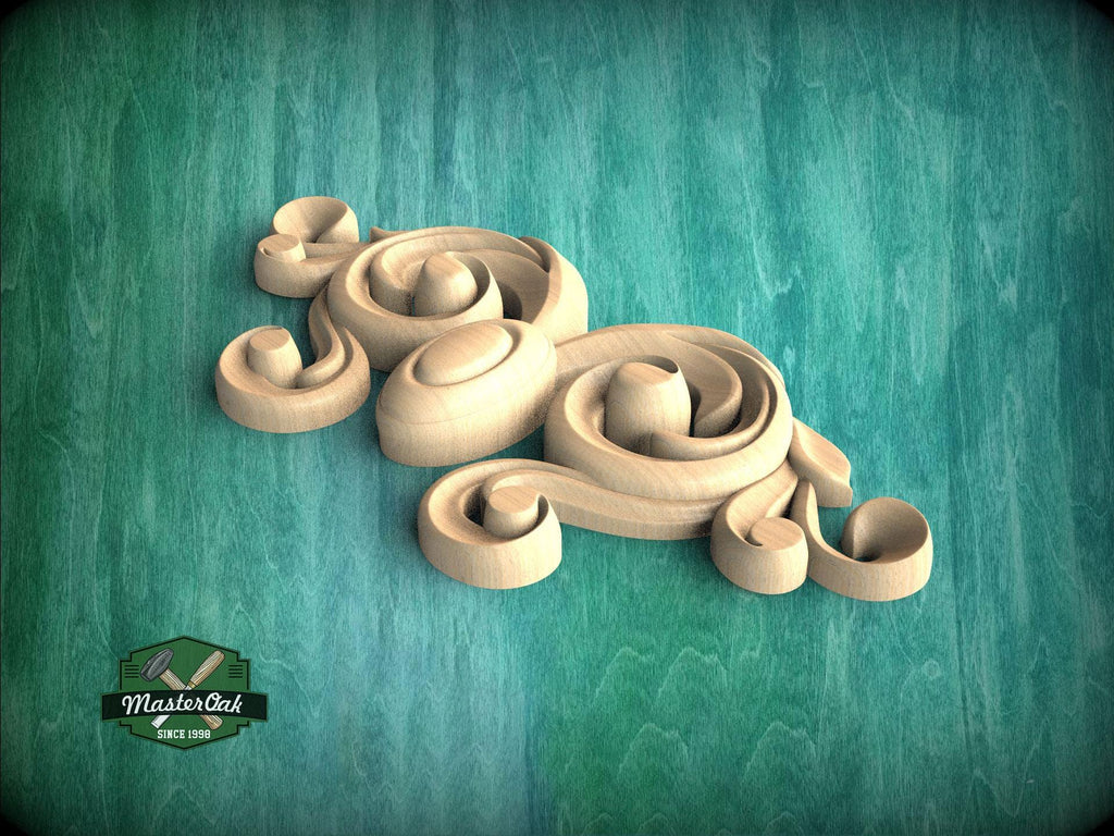 a group of wooden objects sitting on top of a green surface