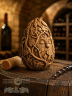Wine Spirit Figurine, Carved Oak Vineyard Guardian, Wine Cellar Decor, Grape Vine Sculpture, Gift for Wine Lover, 2.76 Inch
