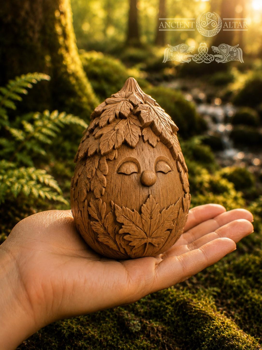 Maple Spirit Figurine, Carved Oak Forest Guardian, Wooden Maple Leaf Statue, Woodland Decor, Nature Lover Gift