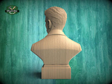 Load image into Gallery viewer, Nikola Tesla Bust, Hand-Finished Wood Sculpture | Inventor Decor
