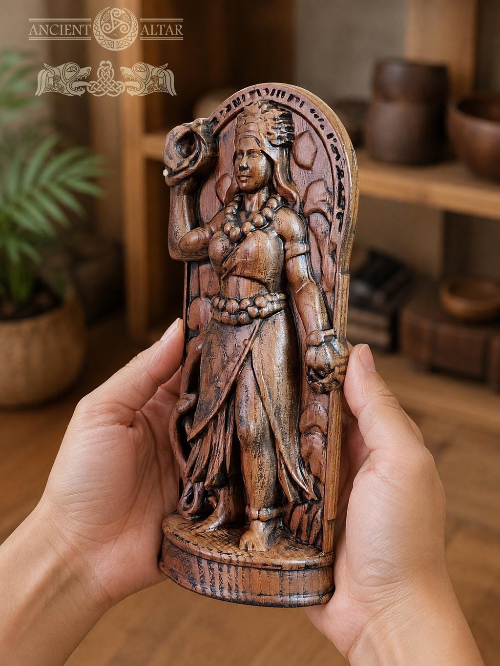 Hawaiian Goddess Kapo Statue: Oak Altar Piece, Polynesian Decor