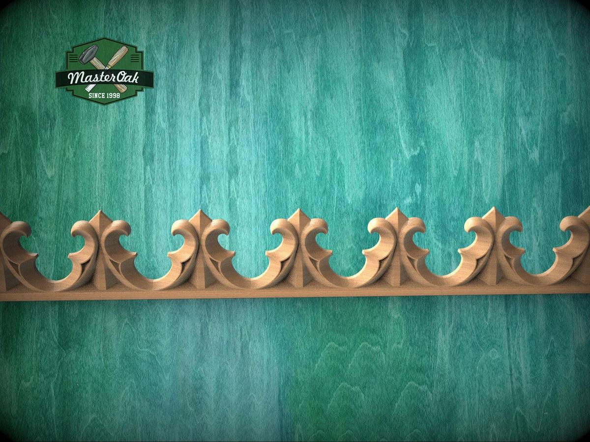 Gothic Ornamental Wood Trim Molding | Carved and Hand-Finished Applique | Furniture or Frame Decor