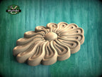 Blossom-Inspired Wooden Rosette: Artisanal Onlay, Unpainted, 1pc, Home Wall Embellishments, Furniture Carving