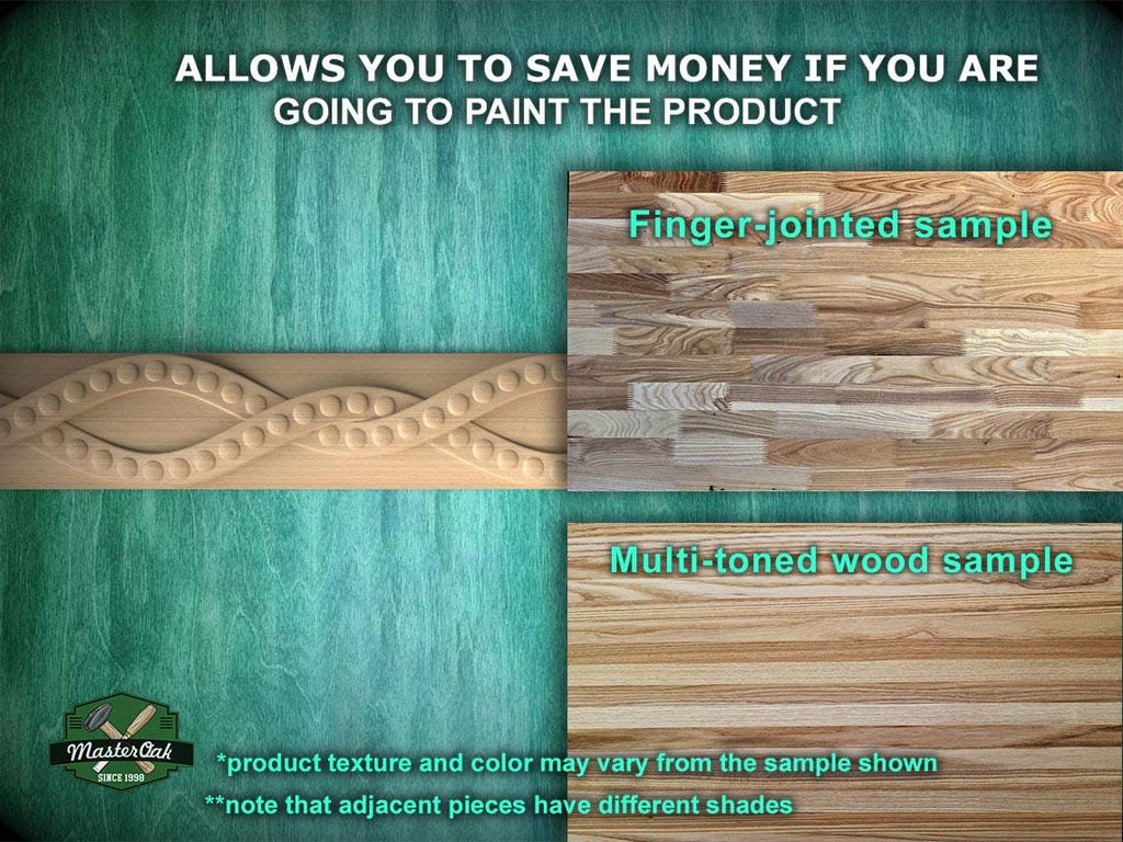 The image is a collage of three different wood samples, each with a distinct texture and color, showcasing the variety of the product.