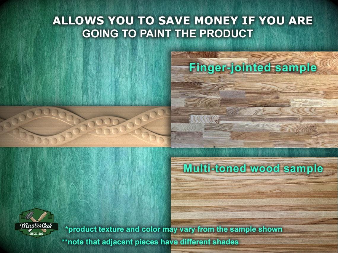 The image is a collage of three different wood samples, each with a distinct texture and color, showcasing the variety of the product.