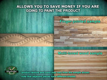 Load image into Gallery viewer, The image is a collage of three different wood samples, each with a distinct texture and color, showcasing the variety of the product.
