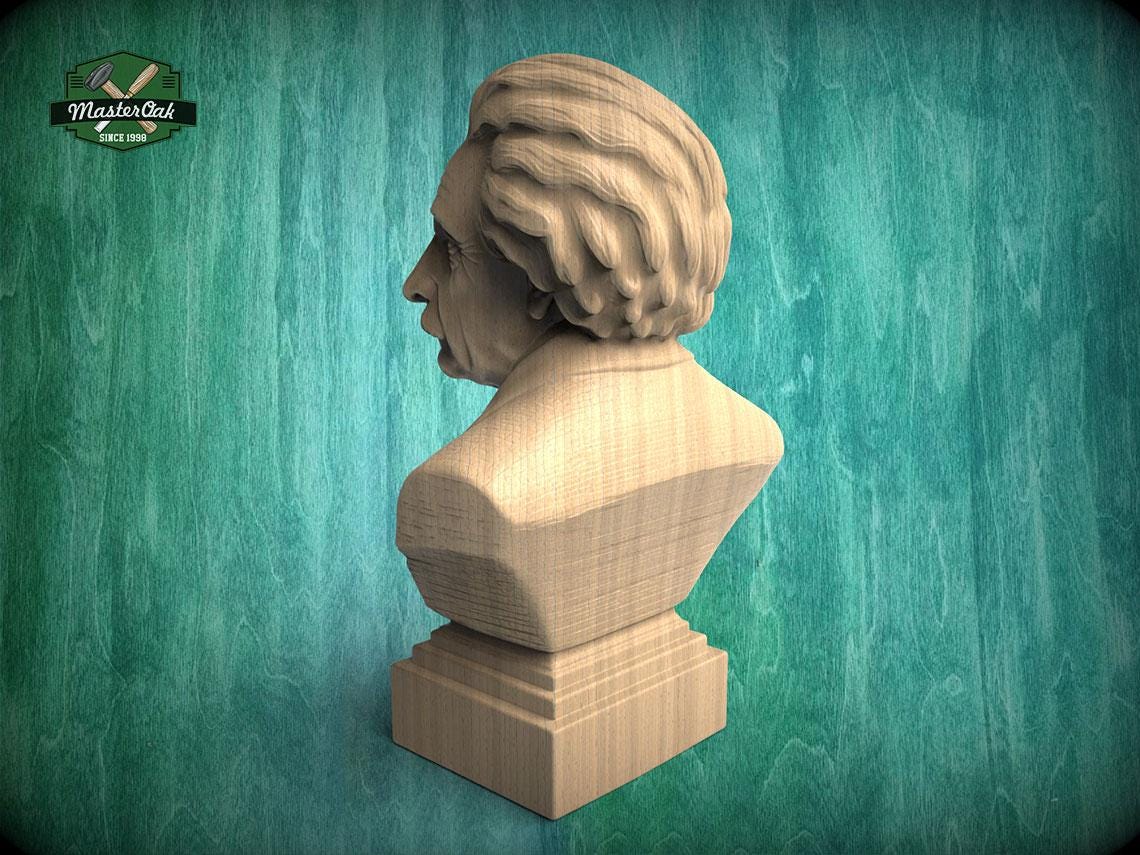 Einstein Bust | Carved and Hand-Finished Wood Statue | Gift for Scientists & Physicists