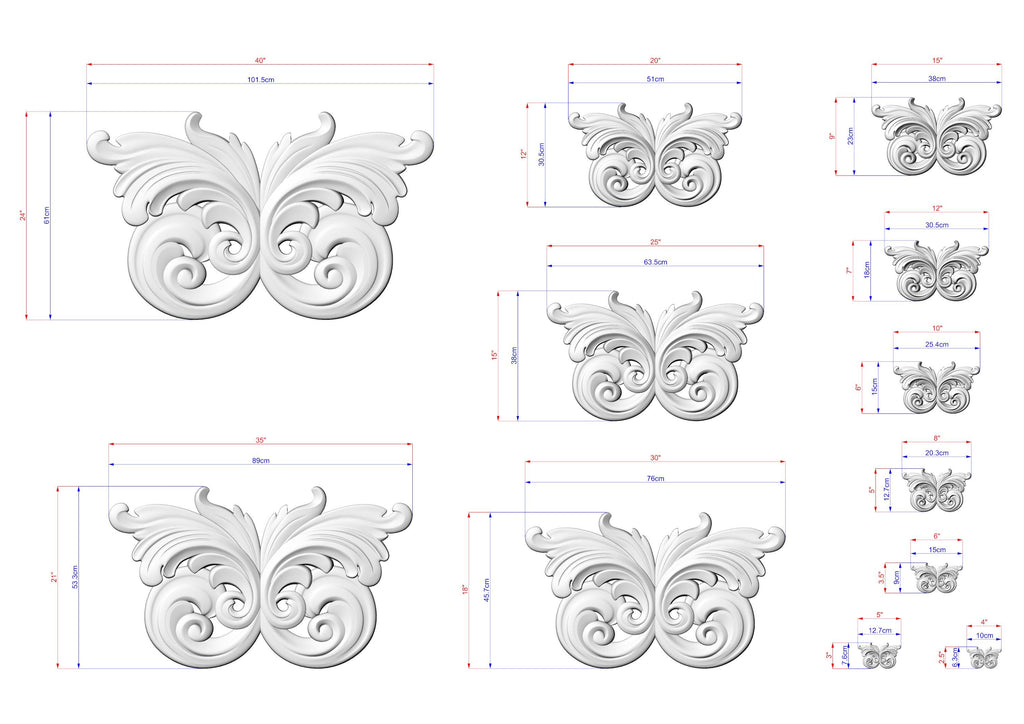 a collection of nine butterfly-shaped designs, each with its own unique size and scale. The butterflies are depicted in various sizes, ranging from small to large, and are shown in different positions, such as upside down and sideways. The image provides detailed measurements and scale for each butterfly, allowing for a clear understanding of the design's dimensions.