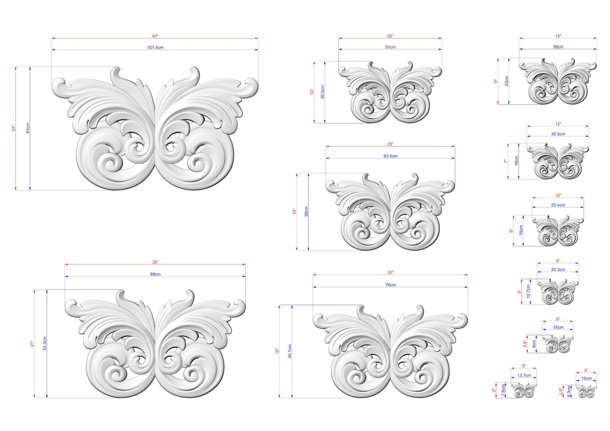 a collection of nine butterfly-shaped designs, each with its own unique size and scale. The butterflies are depicted in various sizes, ranging from small to large, and are shown in different positions, such as upside down and sideways. The image provides detailed measurements and scale for each butterfly, allowing for a clear understanding of the design's dimensions.