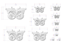 Load image into Gallery viewer, a collection of nine butterfly-shaped designs, each with its own unique size and scale. The butterflies are depicted in various sizes, ranging from small to large, and are shown in different positions, such as upside down and sideways. The image provides detailed measurements and scale for each butterfly, allowing for a clear understanding of the design&#39;s dimensions.
