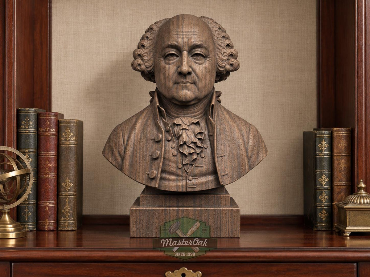 John Adams Bust, Hand-Finished Wood Sculpture | American Presidents Decor