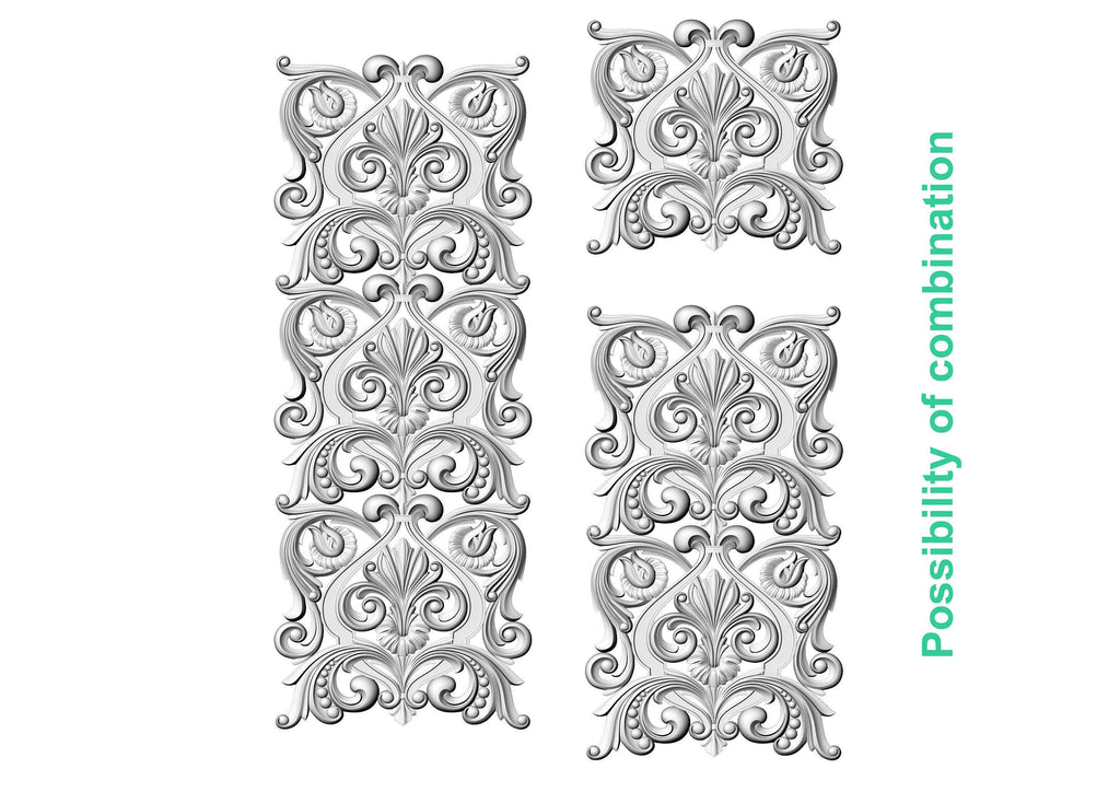 Floral and Scroll Wood Applique – Elegant Door and Wall Decor, Multi-Use Decorative Carving 1pc, Unfinished, Furniture Carving, Wood Onlay
