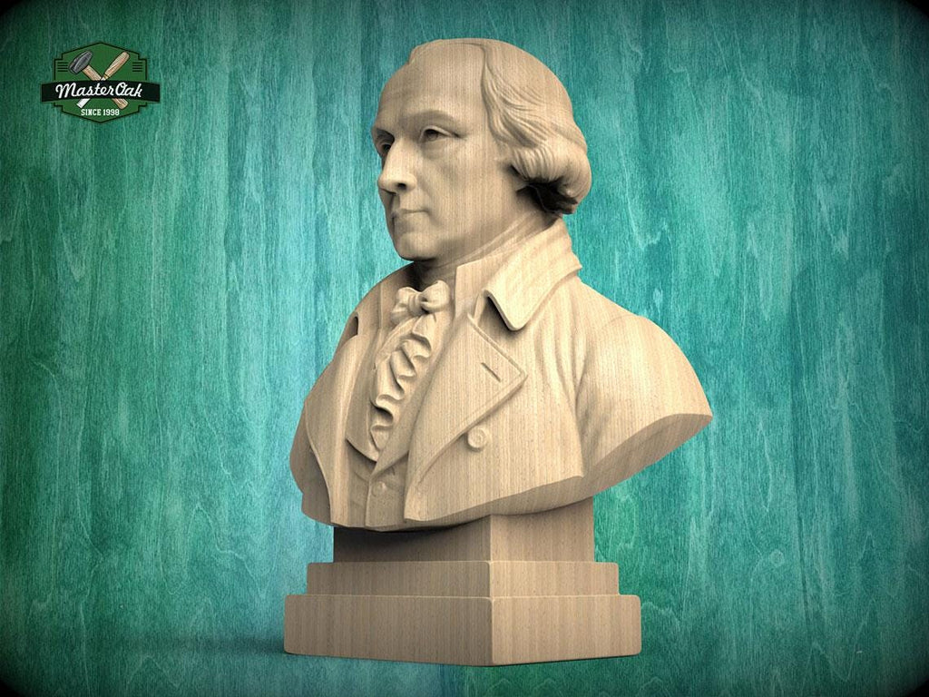 James Madison Bust, Hand-Finished Wood Sculpture | Presidential History Decor