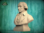 James Madison Bust, Hand-Finished Wood Sculpture | Presidential History Decor