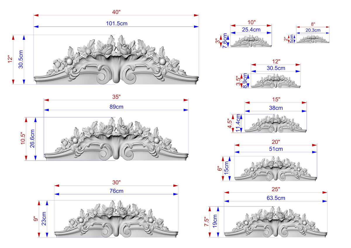 Elegant Floral Carved Wooden Crown for Cabinets - Classic Decorative Accent, 1pc, Unpainted, Home Wall Embellishments, Furniture Carving