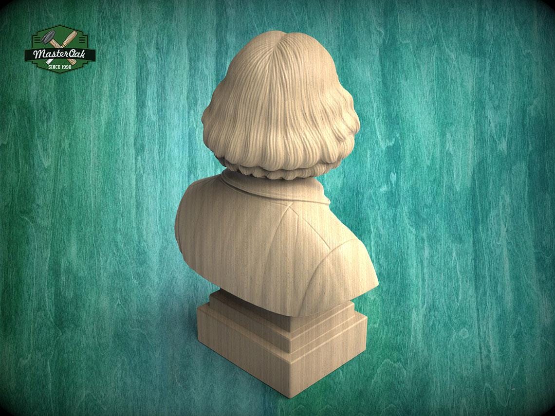 Nicolaus Copernicus Bust, Hand-Finished Wood Sculpture | Astronomy Decor