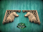 Carved Wood Bear Corner Onlays, Mirrored Pair with Gothic Scrollwork