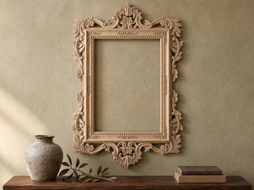 Luxurious Baroque Wooden Frame with Intricate Carvings for Mirrors and Art, 1pc, Carved Frame, carved decoration of wood, wooden art