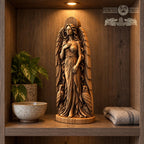 Lilith Owl Statue, Wooden Dark Goddess Figurine, Winged Goddess Altar Decor, Moon and Owl Sculpture, Occult Pagan Gift