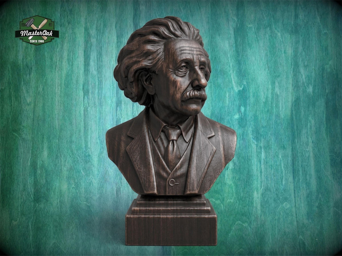 Einstein Bust | Carved and Hand-Finished Wood Statue | Gift for Scientists & Physicists