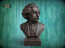 Load image into Gallery viewer, Einstein Bust | Carved and Hand-Finished Wood Statue | Gift for Scientists &amp; Physicists
