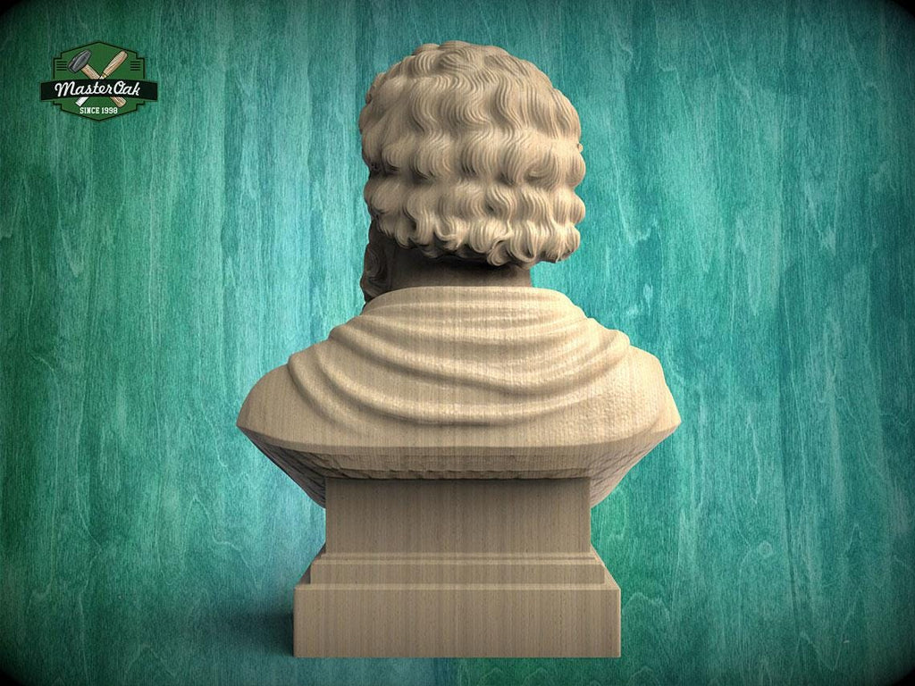 Plato Bust, Hand-Finished Wood Sculpture | Greek Philosophy Decor