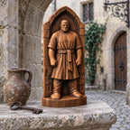 Golem of Prague Statue, Solid Oak Jewish Folklore Sculpture, Gothic Arch and Old Town Details, Judaica Decor, Fantasy Collector Gift