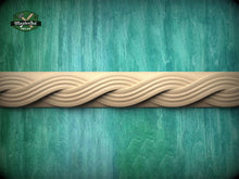Load image into Gallery viewer, a wooden border with a wavy pattern, set against a green background.

