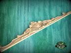 Personalized Horizontal wood applique with floral motif and monogram, 1 pc, Unpainted, carved decoration of wood, wooden onlay, Wall Decor