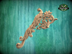 Peacock in Bloom Wood Carving – Elegant Corner Decor Element, 1 pc, Unpainted, Home Wall Embellishments, Furniture Carving, Wood Onlays